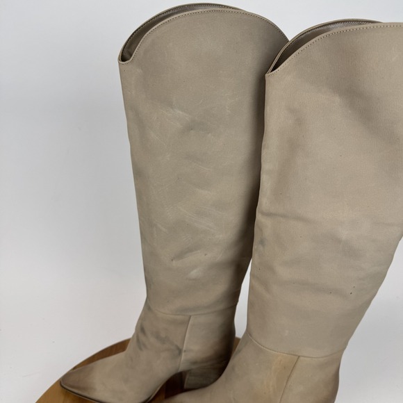 New Womens Steve Madden Croft Beige Leather Heeled Riding Boots Size 5.5 M NWOB - Picture 3 of 11